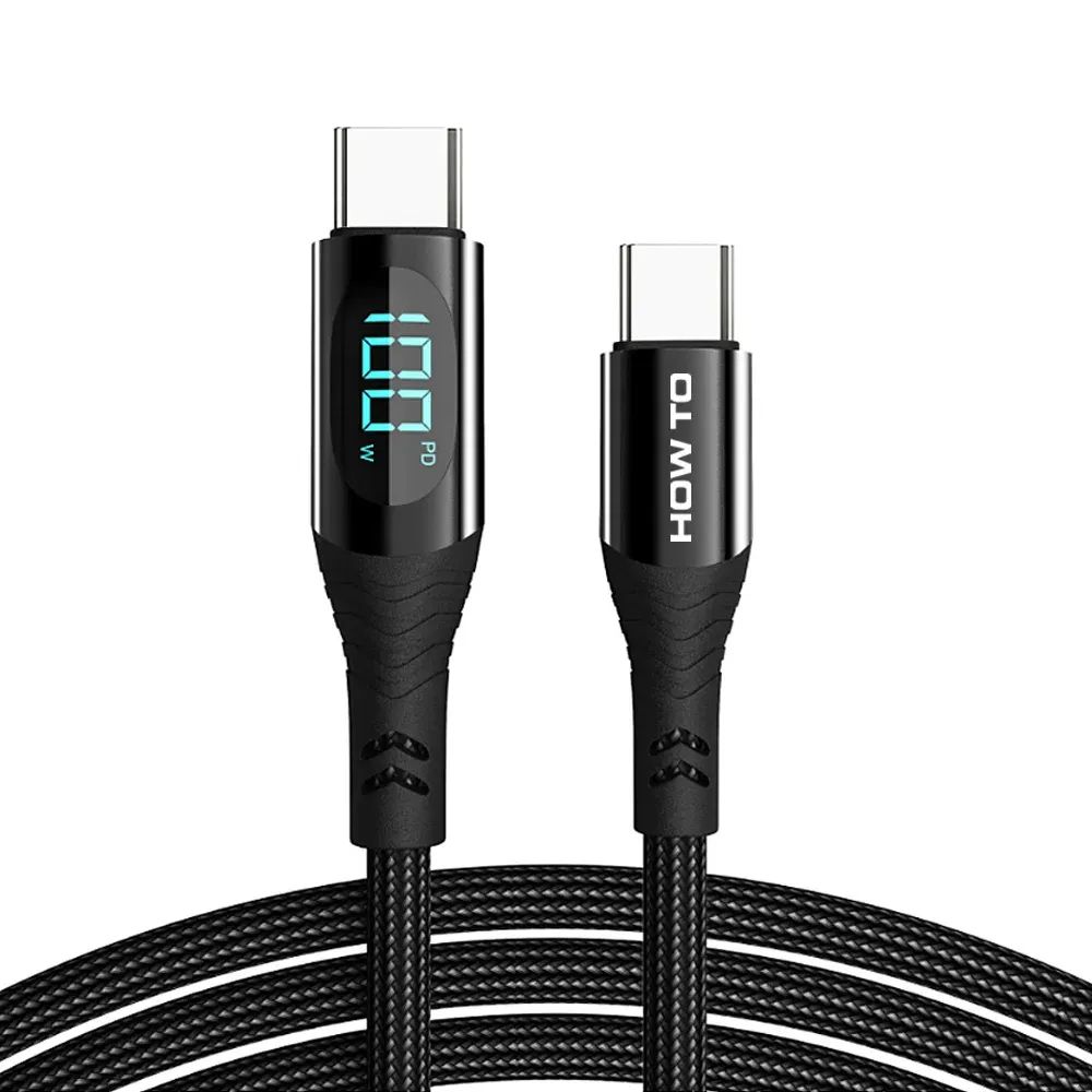 상품 이미지: 초고속 충전 케이블 LCD 디스플레이 100W PD 1.2m c타입 CtoC 스마트폰