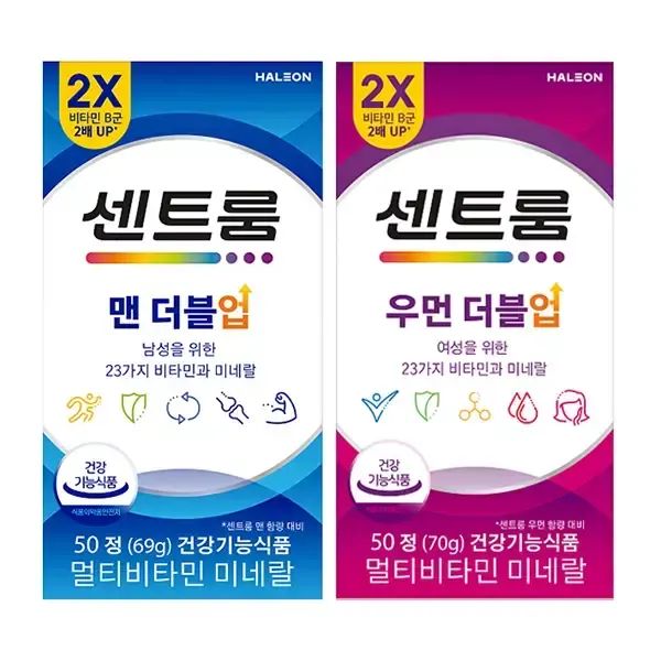상품 이미지: 센트룸 우먼더블업 멀티비타민미네랄(50정), 1개 + 맨더블업 멀티비타민 미네랄(50정), 1개