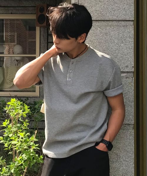 상품 이미지: 와플 헨리넥 데일리 반팔 티셔츠 - 3color