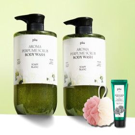 상품 이미지: (1+1) 플루 아로마 퍼퓸 스크럽 바디워시 1000ml +스크럽 30g+샤워볼
