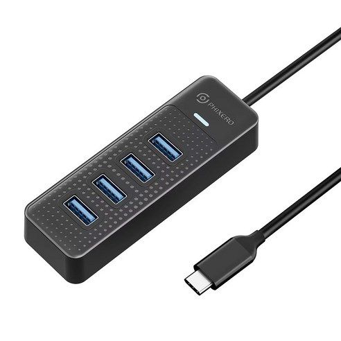 상품 이미지: 픽세로 4포트 4in1 USB 3.0 5Gbps 타입C Type-C 블랙 멀티허브 15/50/100/180cm케이블 XE4U-C3-BK