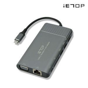 상품 이미지: ET-M5000 TYPE-C 3.1 멀티커넥터 HDMI+C타입PD+USB3.0 2포트+SD카드리더기+TF리더기+AUX잭+VGA 슬롯