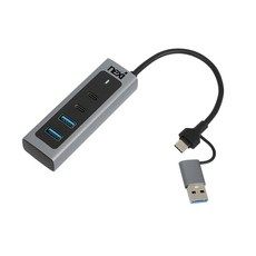 상품 이미지: 넥시 USB허브 C타입 A타입 듀얼 USB 3.0 4포트 멀티허브 보조전원 초고속 젠더 노트북 PC NX-U3130-4PHP, 1개, 실버