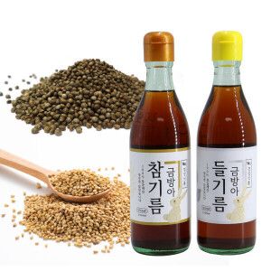 상품 이미지: 순수본가 100% 통참깨 통들깨 금방아 참기름 350ml + 들기름 350ml/ 에어셸 완충포장