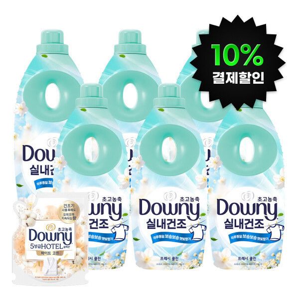상품 이미지: (10%결제할인)다우니 실내건조 섬유유연제 프레시 클린 1L 6개 +다우니 코튼퓨어 200ml
