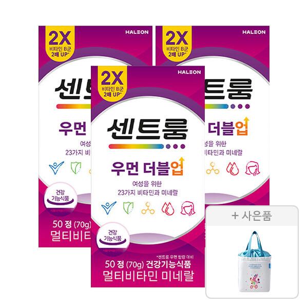 상품 이미지: 센트룸 우먼더블업 멀티비타민미네랄 50정, 3개 + 증정(보냉백, 1개)