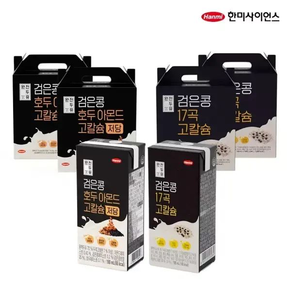 상품 이미지: 한미 검은콩 고칼슘 호두아몬드 저당 + 17곡 190ml, 총 64입