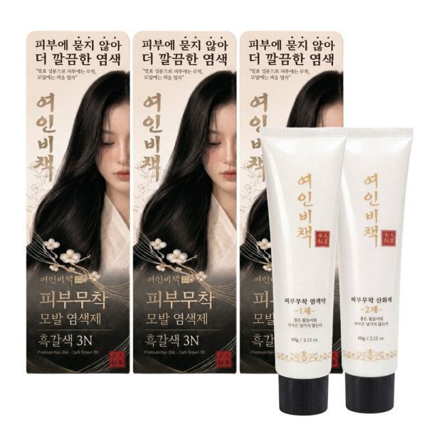 상품 이미지: 여인비책 피부무착 염색약 두피에 묻지않는 새치 염색제 120g 3N흑갈색_3개