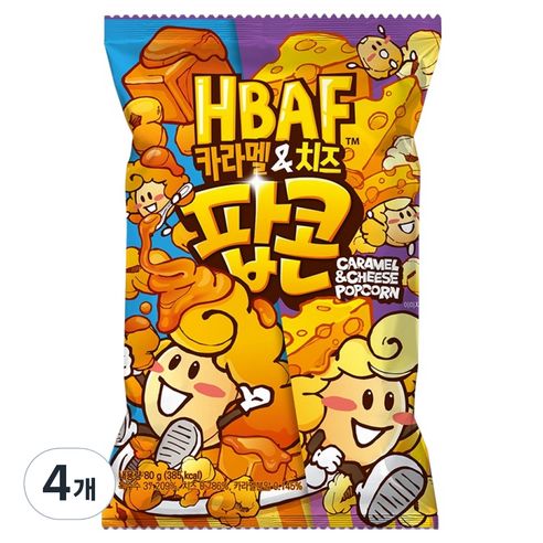 상품 이미지: 바프 카라멜 앤 치즈 팝콘, 80g, 4개