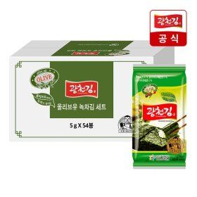 상품 이미지: 광천김 올리브유 녹차 도시락김 5g 3봉x18팩 (총 54봉)