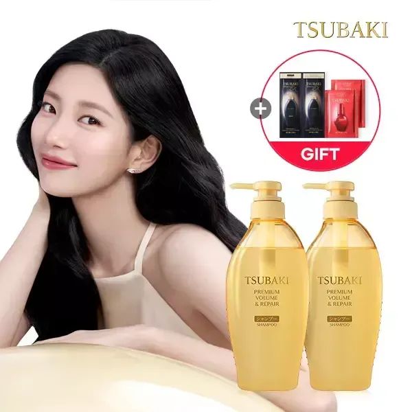 상품 이미지: 츠바키 프리미엄 볼륨 앤 리페어 샴푸 450ml 2개 + 츠바키 샤쉐 4매
