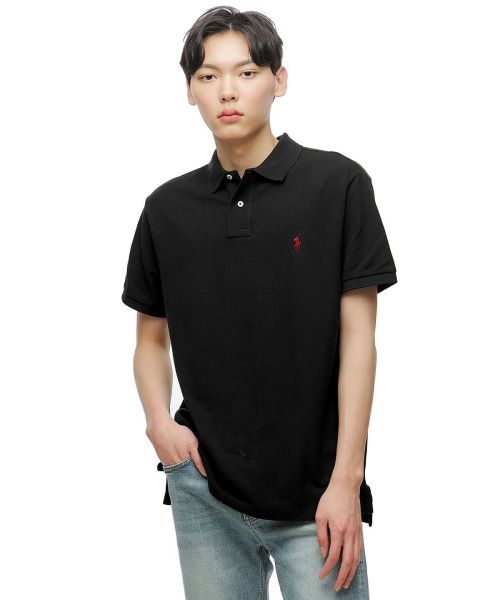 상품 이미지: 커스텀 슬림핏 메시 폴로 셔츠-블랙