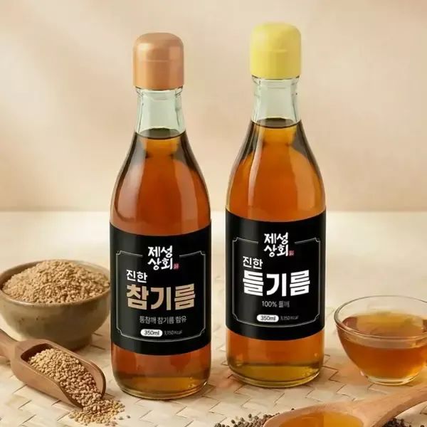 상품 이미지: 제성상회 진한 들기름 350ml +참기름 350ml