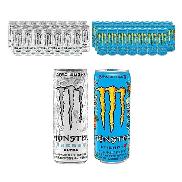 상품 이미지: 몬스터 에너지 울트라, 355ml, 24개 + 몬스터 에너지 망고로코, 355ml, 24개