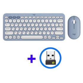 상품 이미지: 로지텍 정품 PEBBLE2 COMBO 블루투스 키보드 마우스 세트 블루색상 K380S+M350S+볼트수신기