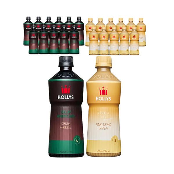 상품 이미지: 할리스 디카페인 아메리카노 450ml, 6입, 2개+바닐라딜라이트 로우슈거 450ml, 6입, 2개 (총 24개)