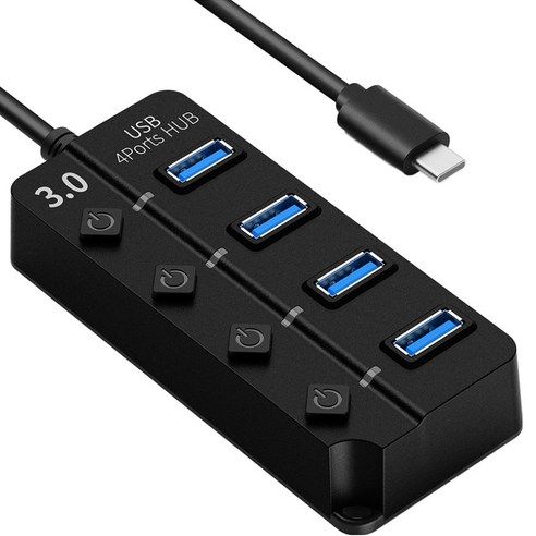 상품 이미지: 구스페리 USB 3.0 C타입 개별스위치 무전원 4포트 멀티허브 1m