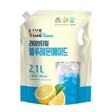 상품 이미지: [태웅식품] 라이브타임 블루레몬 에이드 2.1L 대용량 레몬에이드 파우치 음료 베이스, 1개