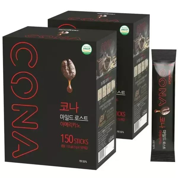 상품 이미지: [공식판매점] 코나 마일드로스트 150T+150T 블랙커피 아메리카노 미니 스틱 봉지