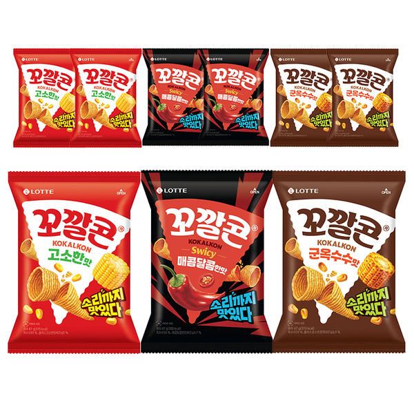 상품 이미지: 롯데웰푸드 꼬깔콘 고소한맛, 67g, 3개 + 군옥수수맛, 67g, 3개 + 매콤달콤, 67g, 3개