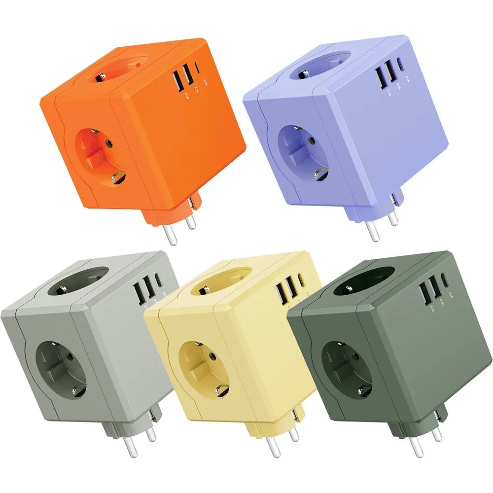 상품 이미지: 티메코 SF01 SF코팅 큐브 멀티탭 4000W 고용량 USB C타입 포트 SF코팅 디자인 멀티 콘센트
