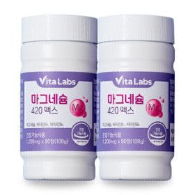 상품 이미지: 비타랩스 마그네슘 420 맥스 90정 2통 6개월분 영양제 1+1 총 2통 고함량 비타민B1 B6