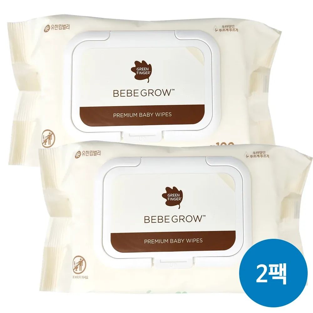 상품 이미지: 그린핑거 베베그로우 물티슈 캡형 100매 X 2개