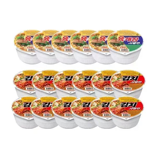 상품 이미지: 농심 김치사발면, 86g, 12개 + 육개장사발면, 86g, 6개