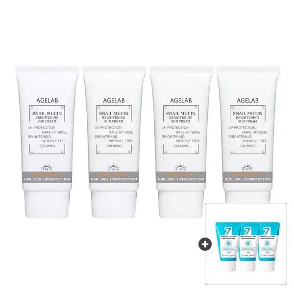 상품 이미지: (4개) 속건조 잡아주는/눈시림없는 스네일 뮤신 선크림 70ml +소다클폼30ml 3개 증.정