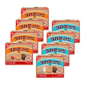 상품 이미지: (추억의 레트로패키지)크라운산도 딸기 161gx4개+ 크림 161gx4개