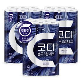 상품 이미지: 블루 3겹 데코 화장지 27m 30롤 3팩