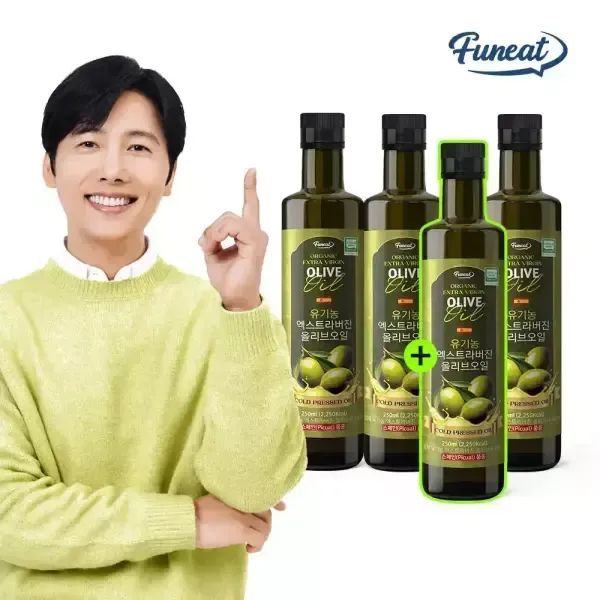 상품 이미지: 퍼니트 유기농 100% 엑스트라버진 올리브오일 250ml 3+1 (총 4병)