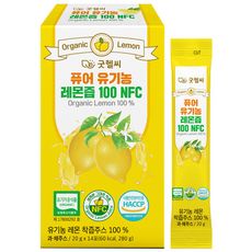 상품 이미지: 퓨어 유기농 레몬즙 100 NFC 스페인산 유기농 레몬즙 레몬수 원액 스틱, 20g, 14개