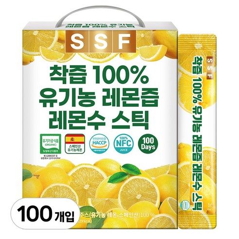 상품 이미지: 유기농 레몬즙 레몬수 스틱 100%착즙 원액, 2kg, 1개