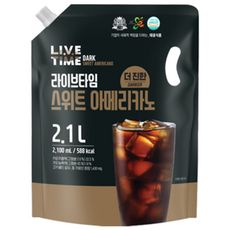 상품 이미지: [태웅식품] 라이브타임 더진한 스위트 아메리카노 2100ml 대용량 액상 커피 파우치, 2.1L, 1개