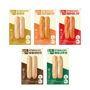 상품 이미지: 육식토끼 닭가슴살 소시지 80g 다이어트 간식 베스트맛 5종 선택 30팩 (15팩+15팩)