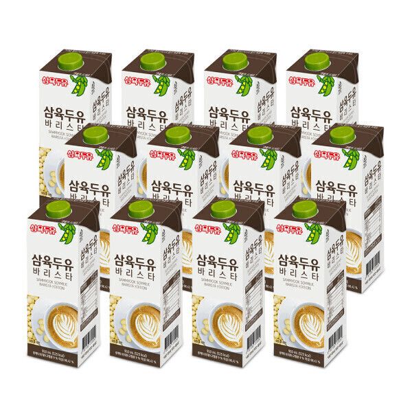 상품 이미지: 삼육두유 바리스타 두유 950ml 12팩 소이라떼 라떼 멸균우유 카페두유 홈카페 콩국 콩국 라떼용 저당 두유
