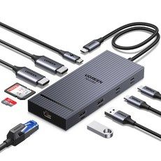 상품 이미지: UGREEN 유그린 Revodok Pro 10포트 USB3.2 C타입 멀티허브 |삼성덱스 맥북 호환|듀얼 모니터 확장|4K60Hz|10Gbps|기가비트|SD카드 리더기|PD100W, 1개, Grey, CM886