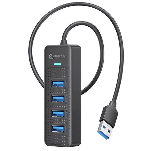 상품 이미지: 픽세로 4포트 4in1 USB 3.0 5Gbps 타입A 블랙 멀티허브 15/50/100/180cm케이블 XE4U-U3-BK