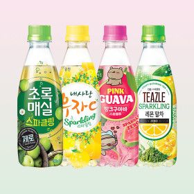 상품 이미지: 10+10 내사랑유자C/티즐 레몬말차/초록매실 스파클링 제로 /핑크구아바 350mL 총 20펫 (유/무라벨 랜덤발송)
