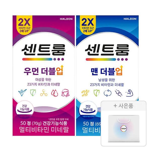 상품 이미지: 센트룸 우먼더블업 멀티비타민 미네랄(50정), 1개+맨더블업 멀티비타민미네랄(50정),1개+증정(쇼핑백, 1개)