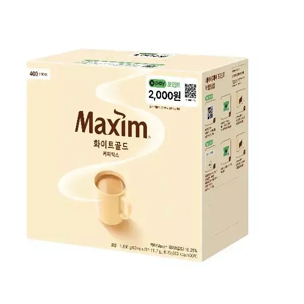 상품 이미지: 맥심 화이트골드 커피믹스 400T+N Pay 2000원 (네이버페이 포인트)