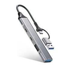 상품 이미지: 코시 듀얼 커넥트 USB 3.0 슬림 메탈 멀티허브 4포트 7포트 C타입 / A타입, UH2256CA 4포트 허브, 1개