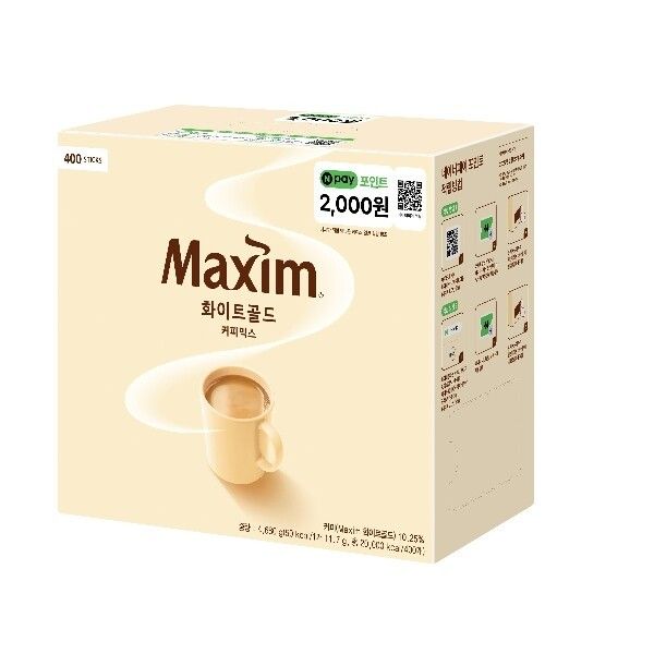 상품 이미지: 맥심 화이트골드 커피믹스 400T+N Pay 2000원 (네이버페이 포인트)