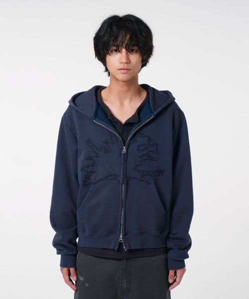 상품 이미지: [DIVEIN X 무민서] GRAPHIC VINTAGE CROP HOOD ZIP-UP (NAVY)
