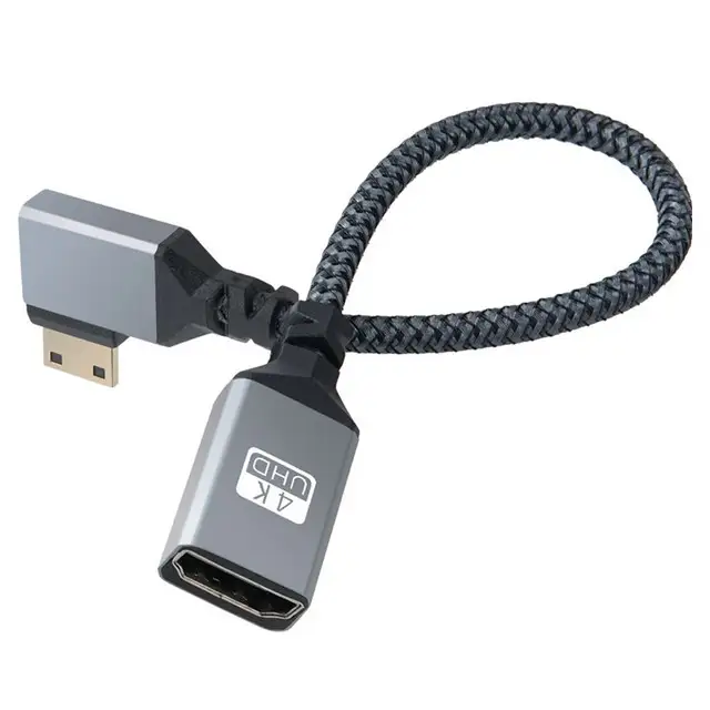 상품 이미지: 컴스 HDMI F to Mini HDMI M 4K 60Hz UHD 꺾임형 변환 케이블