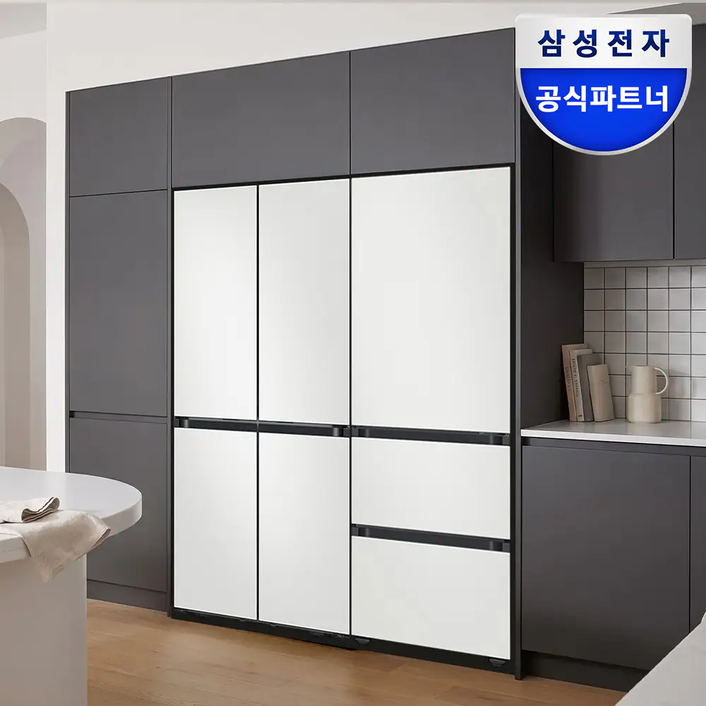 상품 이미지: [신제품런칭특가] 삼성 비스포크 키친핏 냉장고 김치냉장고 1등급 세트 RM70H63R1A RQ33DB74C1AP 코타화이트