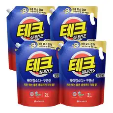 상품 이미지: 테크 베이킹소다 플러스 구연산 실내건조 액체세제 일반용 리필, 2L, 4개