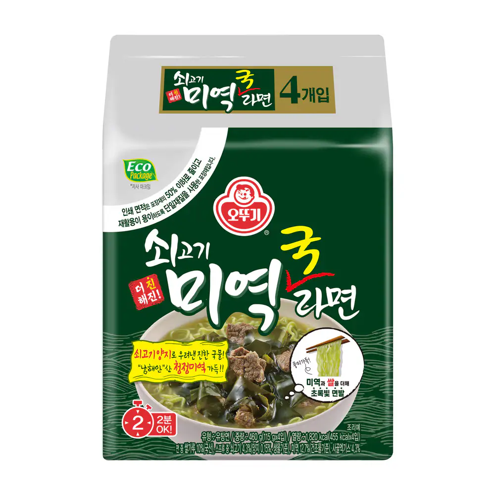 상품 이미지: 오뚜기 쇠고기미역국라면 115g, 4개