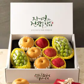 상품 이미지: 혼합 과일선물세트 (사과3+배3+샤인머스캣2) (실속형) 고급보자기 무료증정